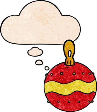 Bir insan tarafından çizilmiş grunge desenli düşünce baloncuğuyla süslenmiş çizgi film noelleri.