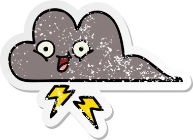 Bir insan tarafından çizilmiş tatlı bir karikatür fırtına bulutunun sıkıntılı çıkartması