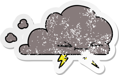 Bir insan tarafından çizilmiş huysuz bir şimşek bulutunun serbest ve sıkıntılı çıkartması.