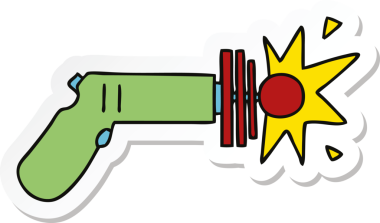 Bir insan tarafından çizilmiş garip bir el lazer silahının çıkartması.