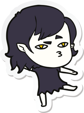 Bir insan tarafından çizilmiş vampir bir kızın çıkartması.