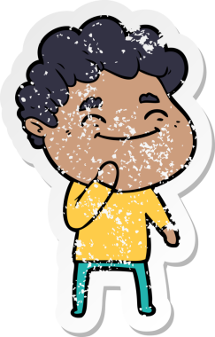 Bir insan tarafından çizilmiş, karikatür dostu bir adamın sıkıntılı çıkartması.