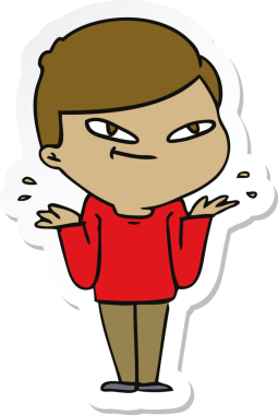 Bir insan tarafından çizilmiş bir çizgi film çocuğunun çıkartması.