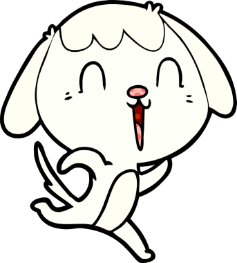 Bir insan tarafından çizilmiş şirin bir çizgi film köpeği ağlıyor.