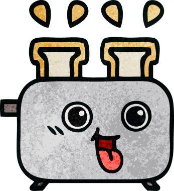 Bir insan tarafından çizilmiş bir tost makinesinin retro grunge doku karikatürü