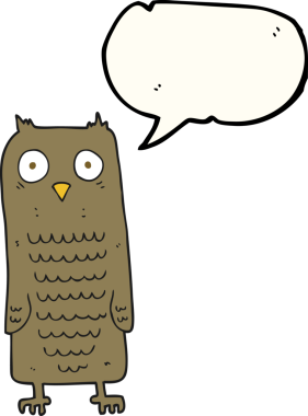 Bir insan tarafından çizilmiş serbest konuşma balonu karikatürü baykuşu