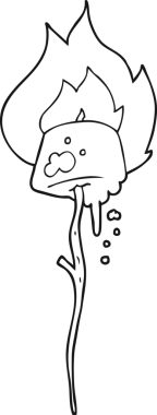 Bir insan tarafından çizilmiş siyah beyaz bir çizgi film. Kızarmış lokum.