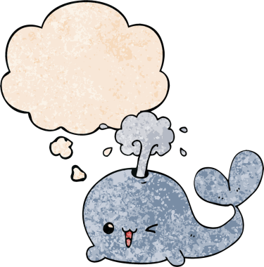 Bir insan tarafından çizilmiş grunge desenli düşünce balinası.