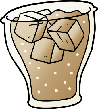 Bir insan tarafından çizilmiş buzlu bir kola bardağı.