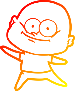 Bir insan tarafından çizilmiş kel bir adamın sıcak çizgi çizimi.