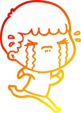 Bir insan tarafından çizilmiş ağlayan bir çizgi film karakteri çizimi.