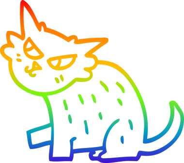 gökkuşağı gradyanı çizimi bir insan tarafından çizilmiş sinsi bir kedi