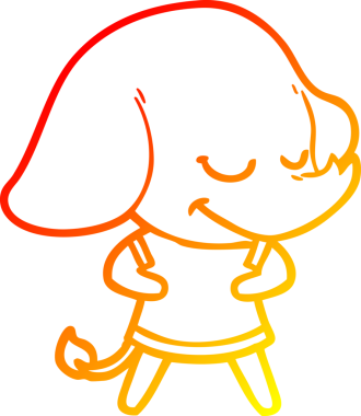 Bir insan tarafından çizilmiş gülümseyen bir filin sıcak çizgi çizimi