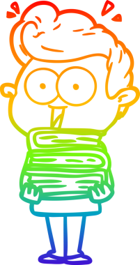 Bir insan tarafından çizilmiş gökkuşağı gradyan çizgi çizimi.