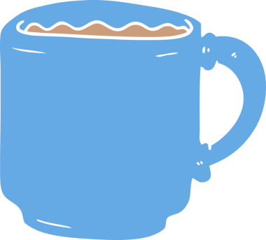 Bir insan tarafından çizilmiş düz renkli kahve fincanı.