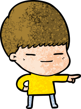 Bir insan tarafından çizilmiş kendini beğenmiş bir çocuk.