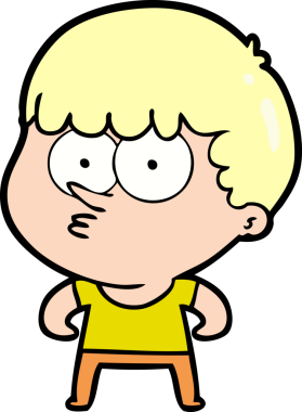 Bir insan tarafından çizilmiş meraklı bir çocuk.