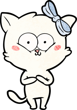 Bir insan tarafından çizilmiş çizgi film kedisi.