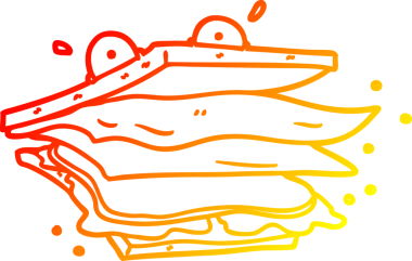 Bir insan tarafından çizilmiş bir sandviç karikatürü çizimi.