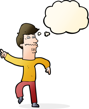 Bir insan tarafından çizilmiş düşünce kabarcığını gösteren endişeli bir çizgi film.