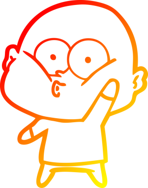 Bir insan tarafından çizilmiş kel bir adamın sıcak çizgi çizimi.