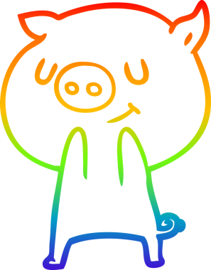 gökkuşağı gradyan çizimi mutlu çizgi domuz çizimi bir insan tarafından çizilmiş