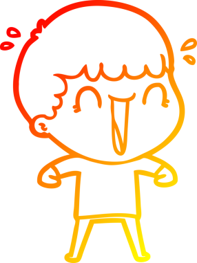 Bir insan tarafından çizilmiş gülen bir çizgi film karakterinin sıcak çizgi çizimi.