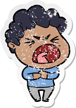 Bir insan tarafından çizilmiş öfkeli bir adamın sıkıntılı çıkartması.