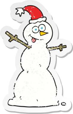 Bir insan tarafından çizilmiş kardan adamın gerilmiş çıkartması.