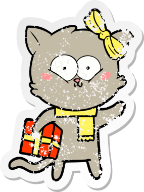 Bir insan tarafından çizilmiş karikatür bir kedinin sıkıntılı çıkartması.