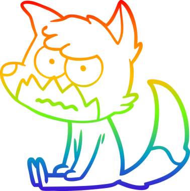 Gökkuşağı gradyan çizgi çizimi bir insan tarafından çizilmiş bir tilki