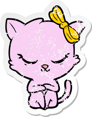 Bir insan tarafından çizilmiş şirin bir çizgi film kedisinin sıkıntılı çıkartması.