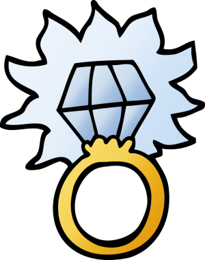 Bir insan tarafından çizilmiş vektör gradyan karikatür elmas yüzük