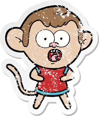 Bir insan tarafından çizilmiş, şok olmuş bir maymunun sıkıntılı çıkartması.