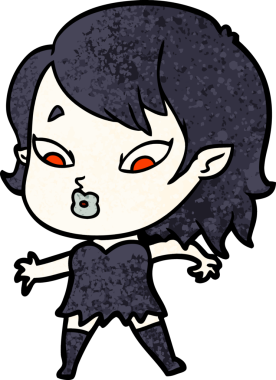 Bir insan tarafından çizilmiş şirin vampir kız çizgi filmi.