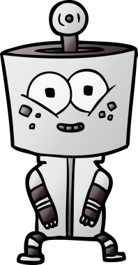 Bir insan tarafından çizilmiş mutlu çizgi film robotu