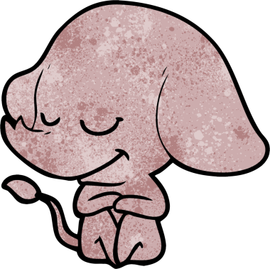 Bir insan tarafından çizilmiş gülümseyen bir fil.