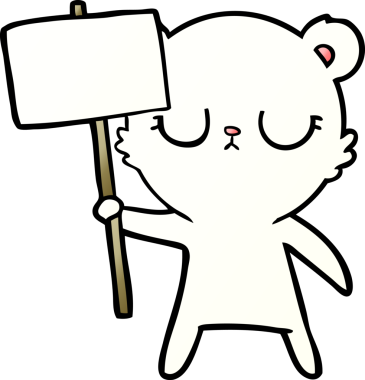 Bir insan tarafından çizilmiş protesto tabelalı kutup ayısı.