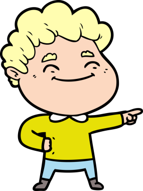 Bir insan tarafından çizilmiş çizgi film dostu bir adam.