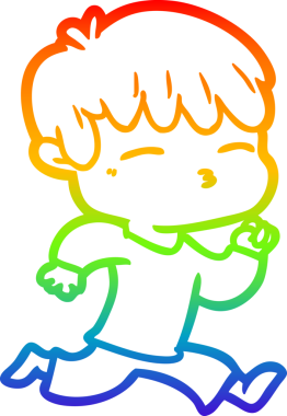 Gökkuşağı gradyanı çizimi Bir insan tarafından çizilmiş meraklı bir çocuk