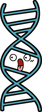 Bir insan tarafından çizilmiş DNA iplikçikli şirin bir çizgi film.