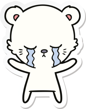 Bir insan tarafından çizilmiş ağlayan bir kutup ayısının çıkartması.