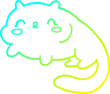 Bir insan tarafından çizilen çizgi film kedisinin soğuk gradyan çizgisi.