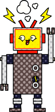 Bir insan tarafından çizilmiş dans eden bir robotun çizgi romanı.