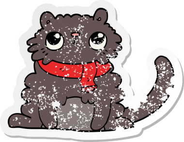 Bir insan tarafından çizilmiş karikatür bir kedinin sıkıntılı çıkartması.