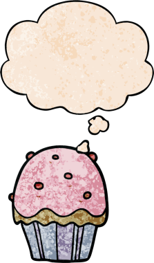 Bir insan tarafından çizilmiş grunge desenli düşünce baloncuklu çizgi film keki.