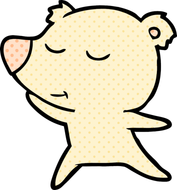 Bir insan tarafından çizilmiş mutlu kutup ayısı çizgi filmi.