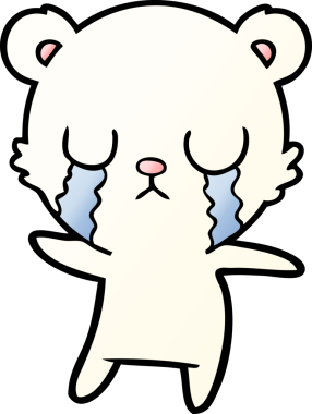 Bir insan tarafından çizilmiş ağlayan kutup ayısı çizgi filmi.