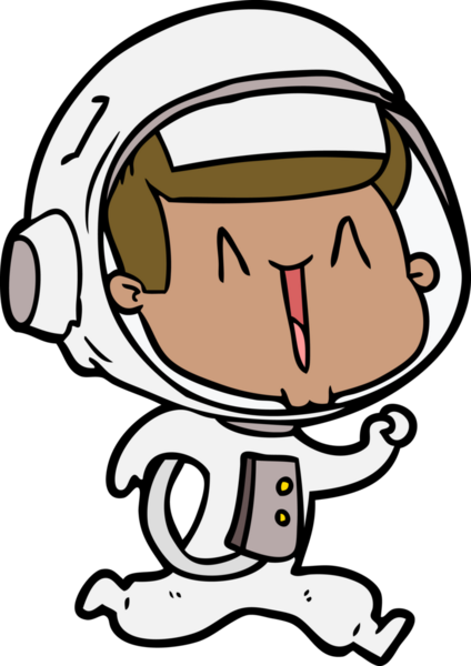 Bir insan tarafından çizilmiş mutlu astronot çizgi filmi.