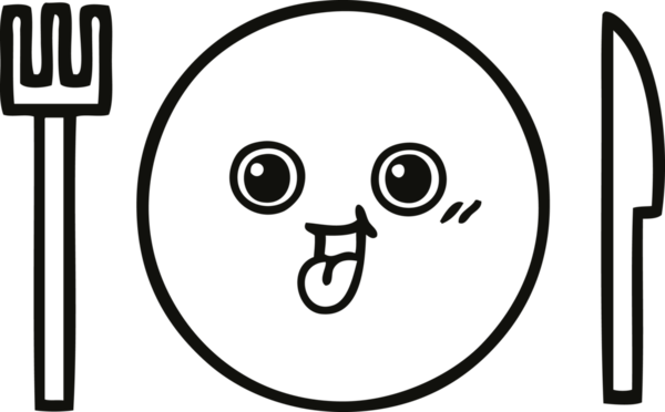 Bir insan tarafından çizilmiş bir yemek tabağının karikatürü.